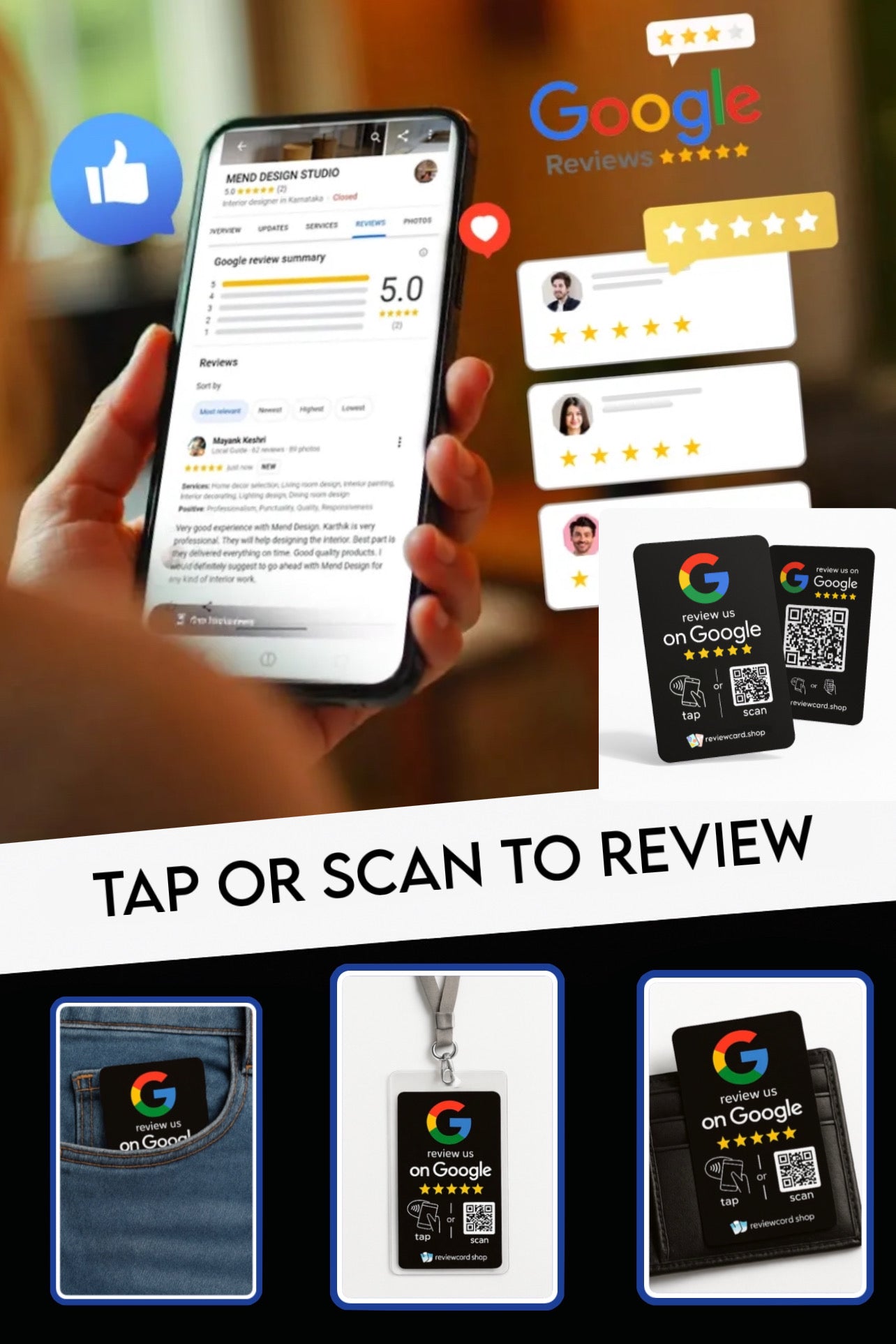 Google Review Card NFC + QR